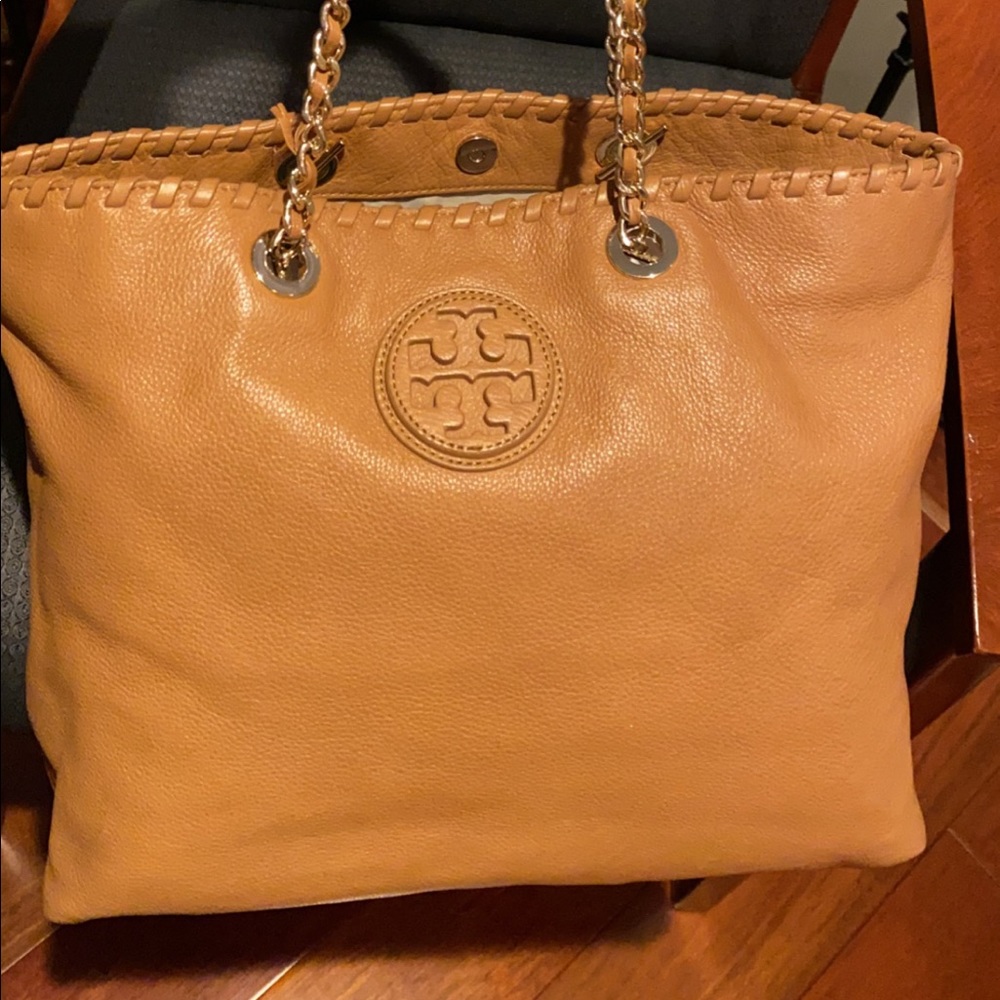 Tory Burch brown leather authentic tote handbag